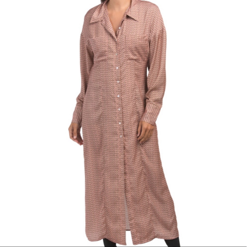 Zara long sleeve button front shirt dress